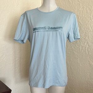 Harley-Davidson Light Blue Metallic Logo Sport Sweat-Wicking Fabric T-Shirt L